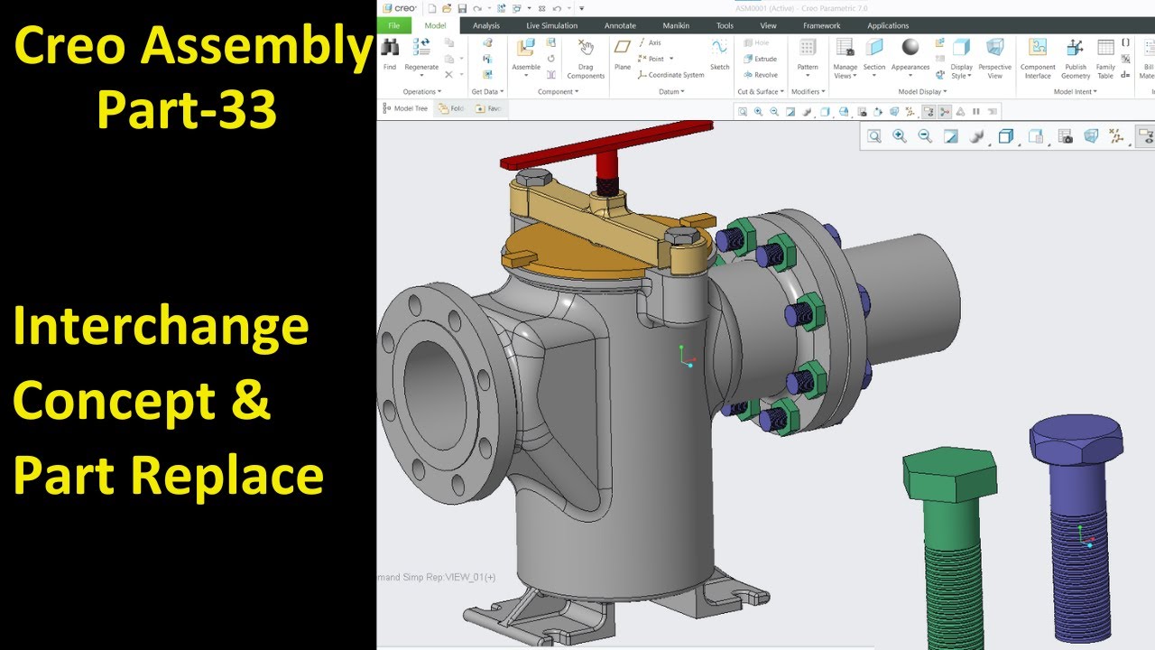 #33 Creo Assembly Design- Interchange Concept & Part Replace
