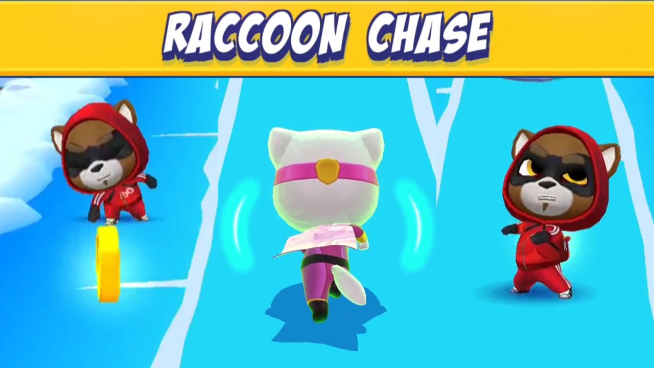 Talking Tom Hero Dash - Hero Angela Complete Mission in Raccoon Chase Gameplay Full Screen
