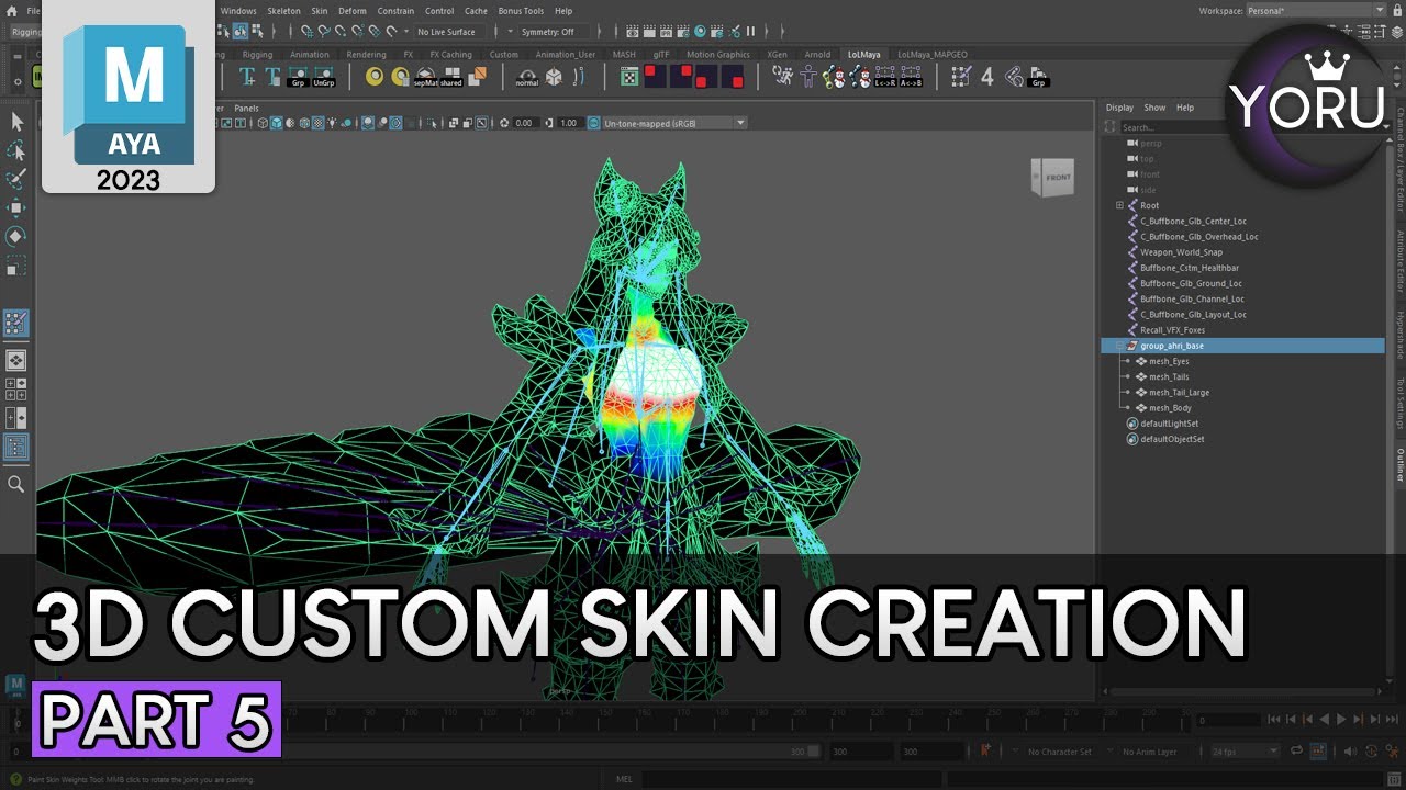 Tutorial | Maya 2023 LoL 3D Custom Skin Creation - Weighting (Part 5)
