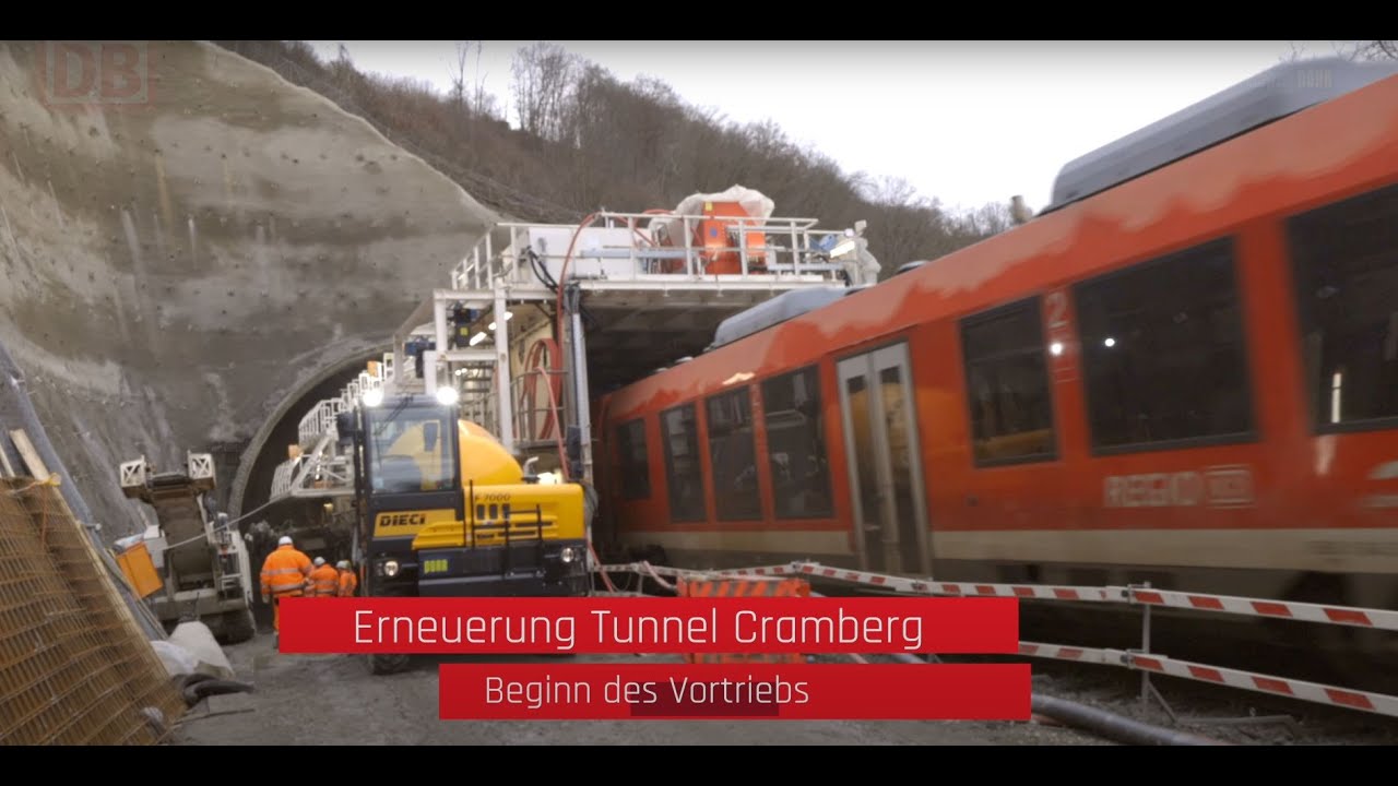 Lahntalbahn Tunnel – Beginn der Aufweitung des Cramberger Tunnels