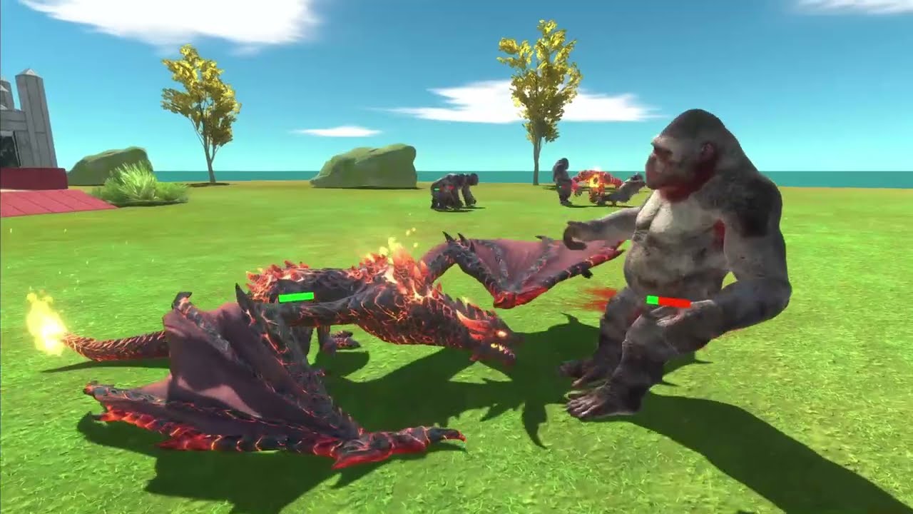 GODZILLA WAR - LAVA GOLEM + LAVA DRAGON VS GODZILlA - Animal Revolt Battle Simulator