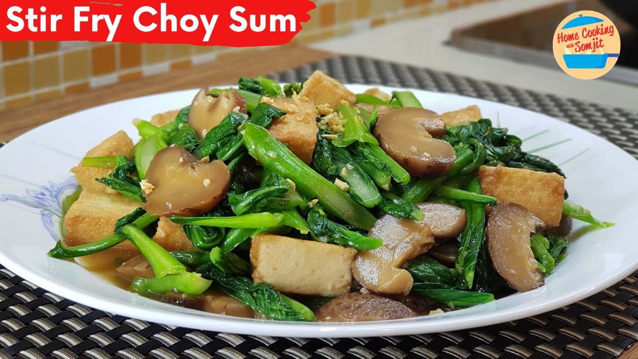 Simple Stir Fry Choy Sum with Shiitake Mushrooms Recipe