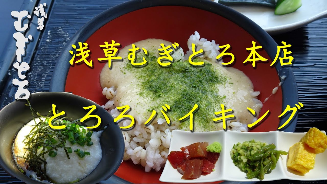 【浅草むぎとろ】本店のとろろバイキング  【食べ放題】Buffet of the grated yam dish of Asakusa Mugitoro.【飯動画】