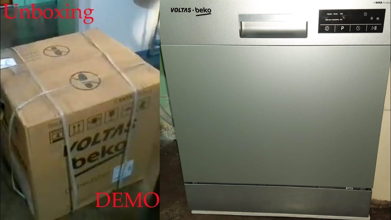 Voltas beko 8 place table top dishwasher, unboxing installation and demo model - DT8S OR DT8B