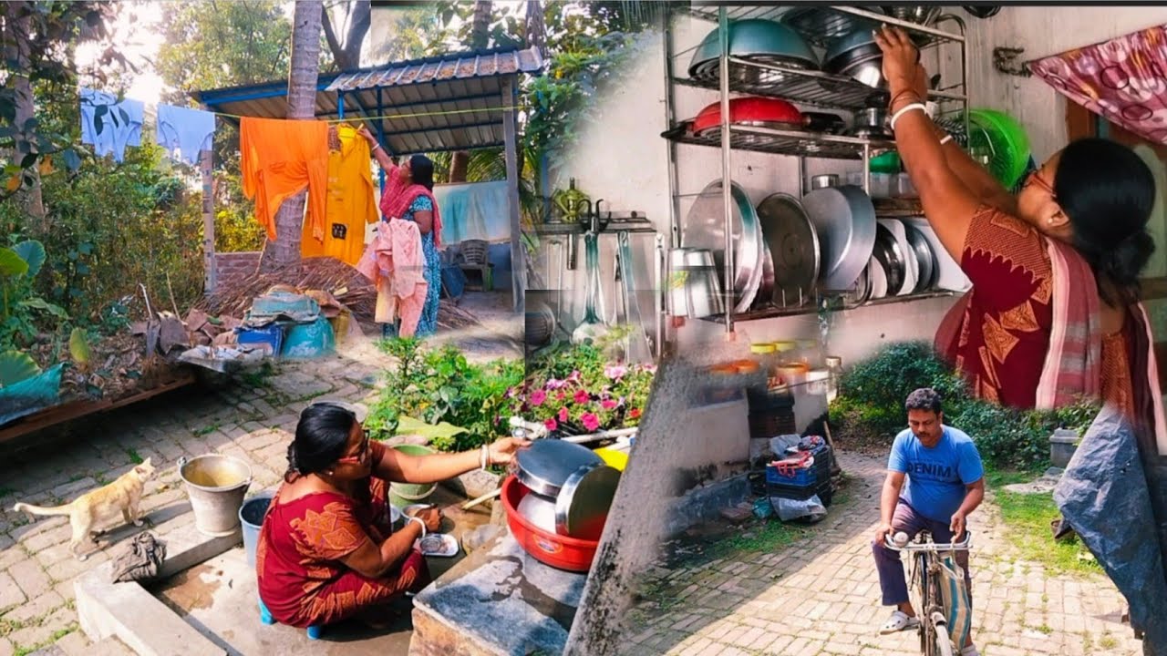 ব্যস্ত সকালের রুটিন | ভোর থাকতে উঠে পূজোসেরে বাড়ি ভর্তি জামাকাপড় কেচে রান্নাকরলাম সাথে বাকি সবকাজ