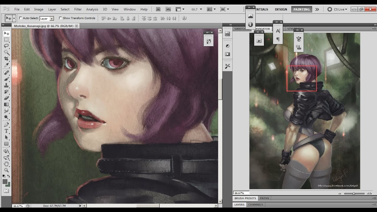 Motoko Kusanagi - digital painting with paint tool SAI & Photoshop