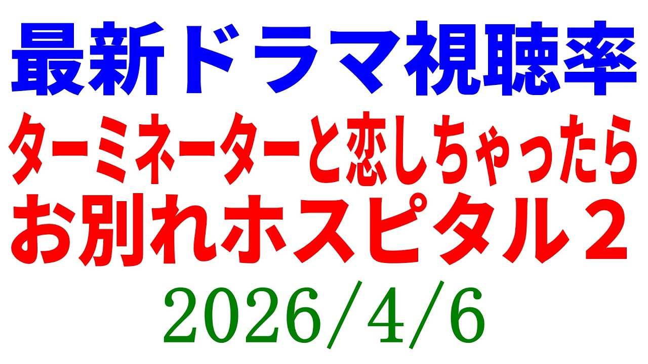 土日深夜ドラマ！視聴率速報☆2026年4月6日