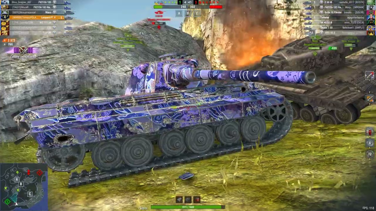 World of Tanks Blitz - Leopard PT A - 5 Kills - 4 k damage [WAR00]