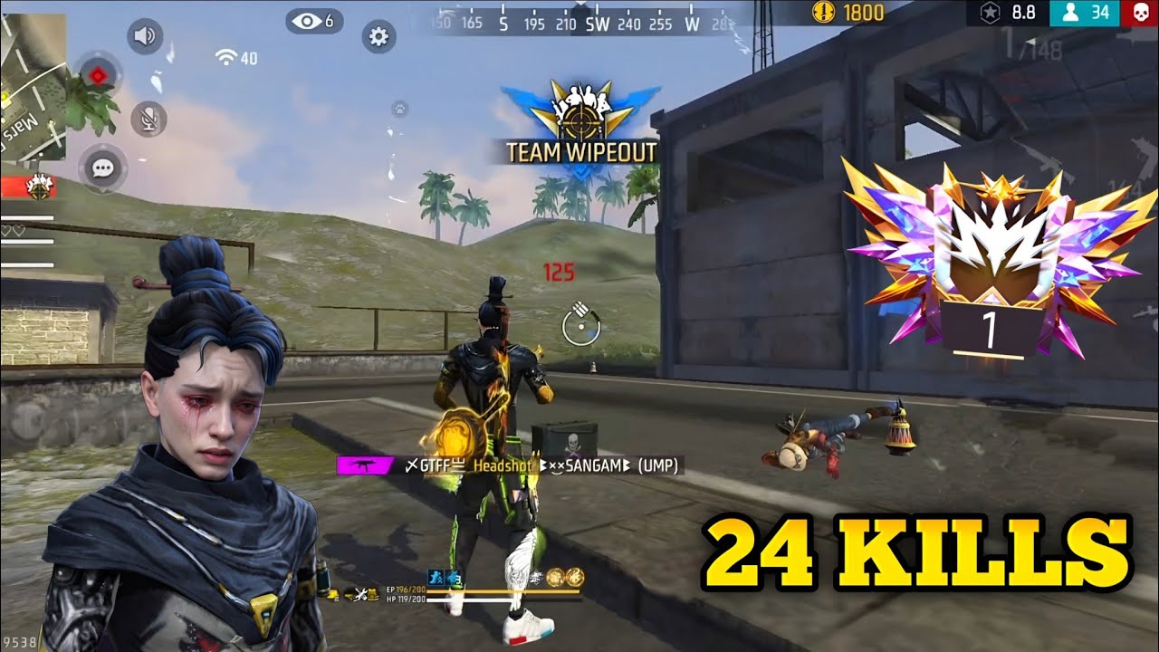 24 Kills in Rank Match 😱 Insane Clutch Gameplay | Free Fire Ranked Battle