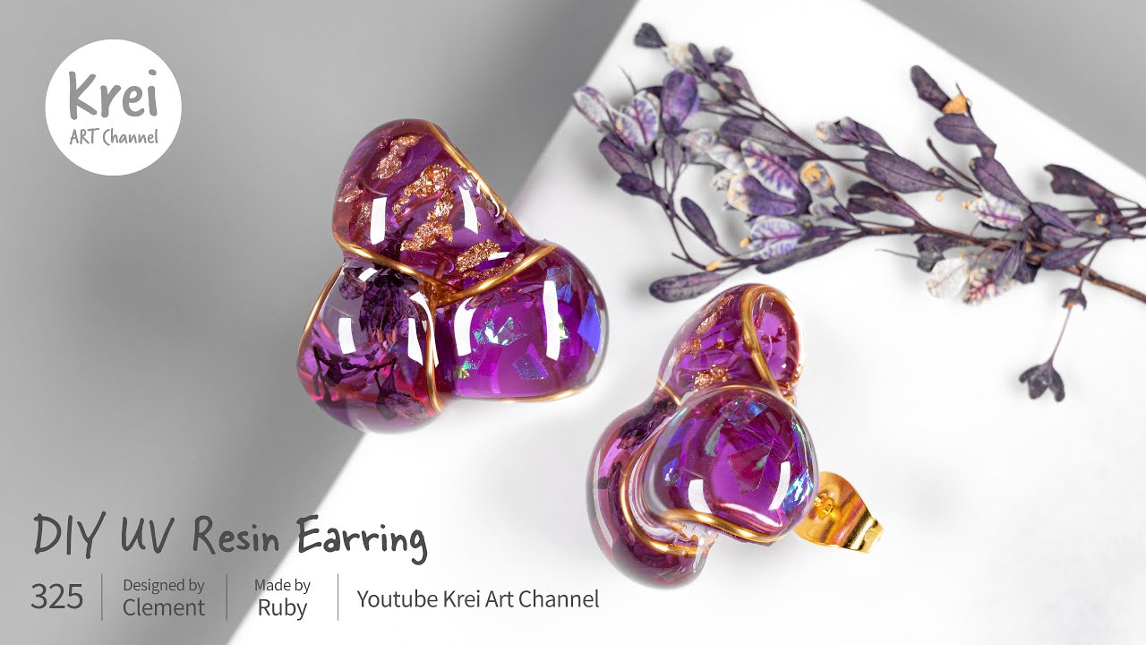 【モールドなしUV レジン】DIYでドライフラワーを使ってピアスを作りました〜♪UV Resin -DIY Dried Flower in UV Resin Earring.