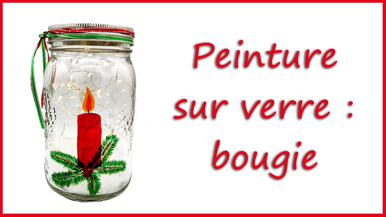 Peinture sur verre: bougie de Noël