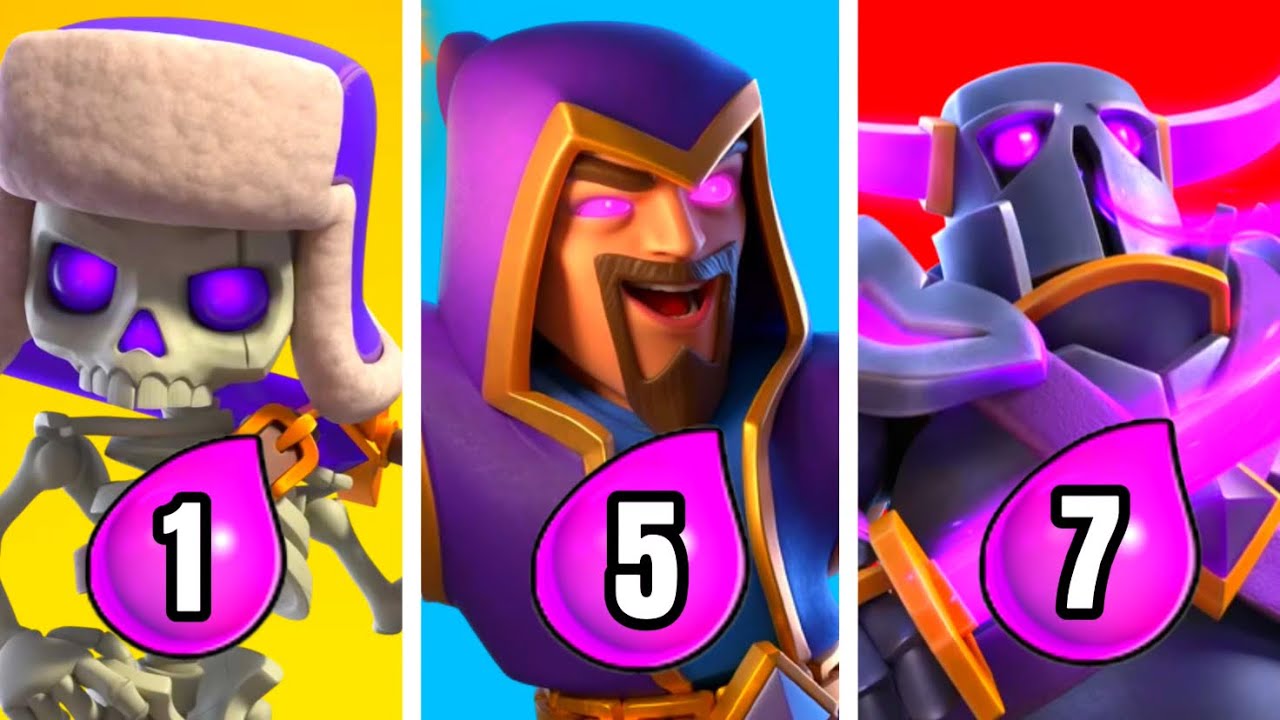 LA MEJOR EVOLUCION POR CADA COSTE DE ELIXIR EN CLASH ROYAL