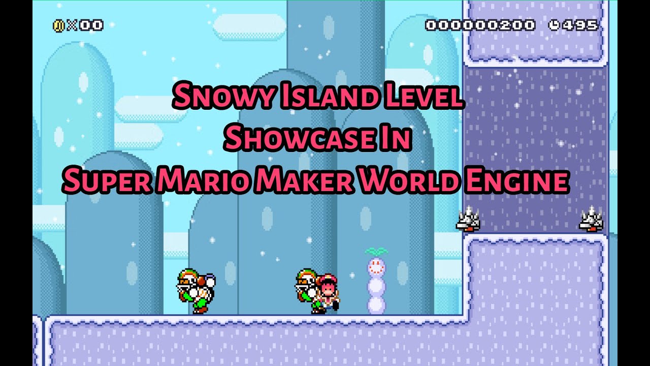 Snowy Island Level Showcase in Super Mario Maker World Engine!