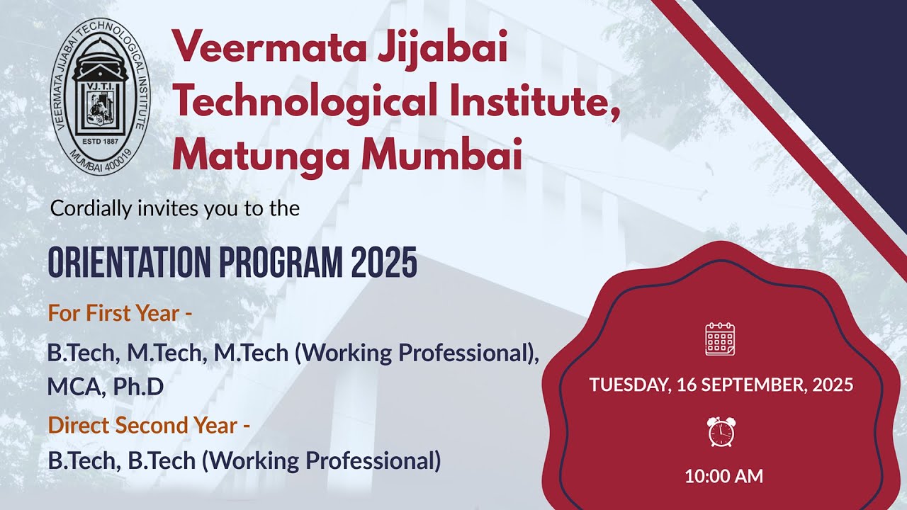 ORIENTATION PROGRAM 2025 {VJTI } 16th Sep.2025