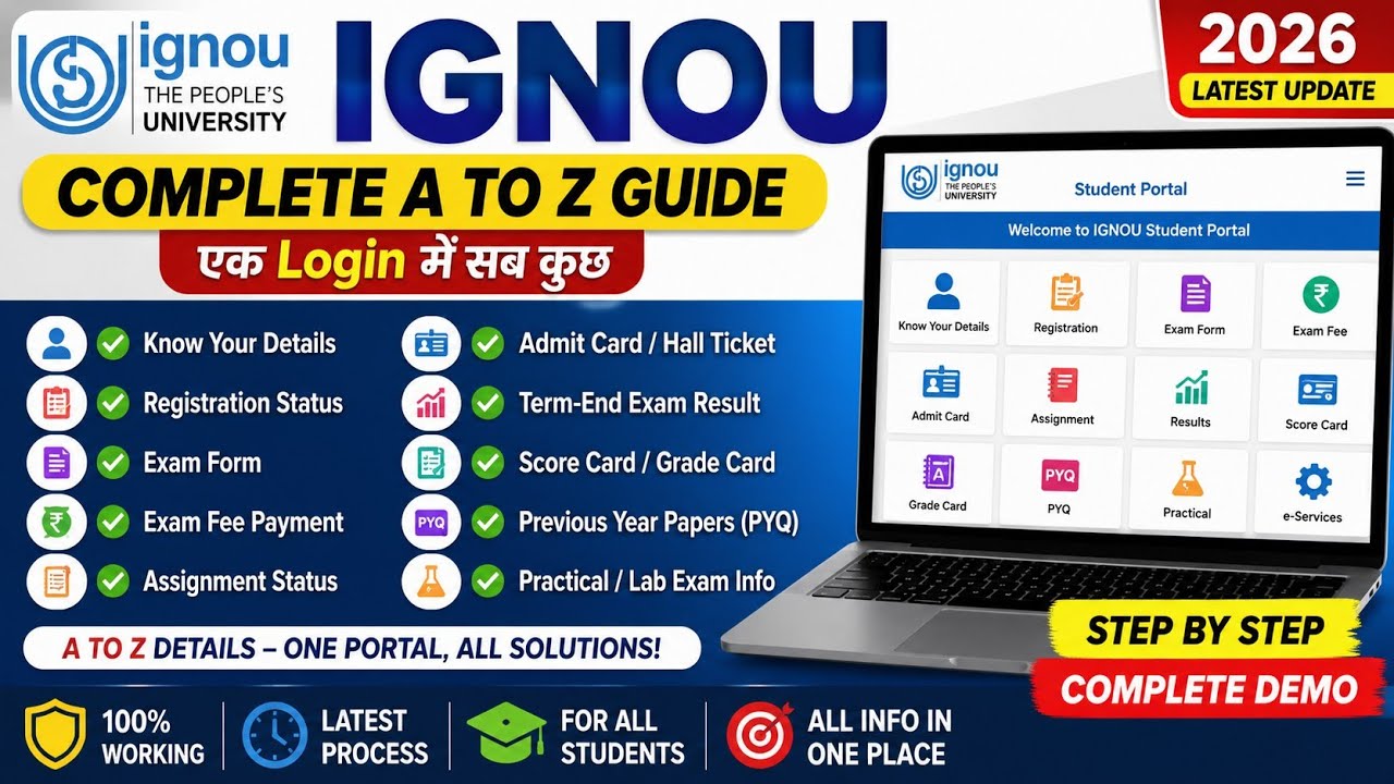 📚 Complete Guide for IGNOU Students! Step-by-Step A to Z of IGNOU Student Login Portal Services