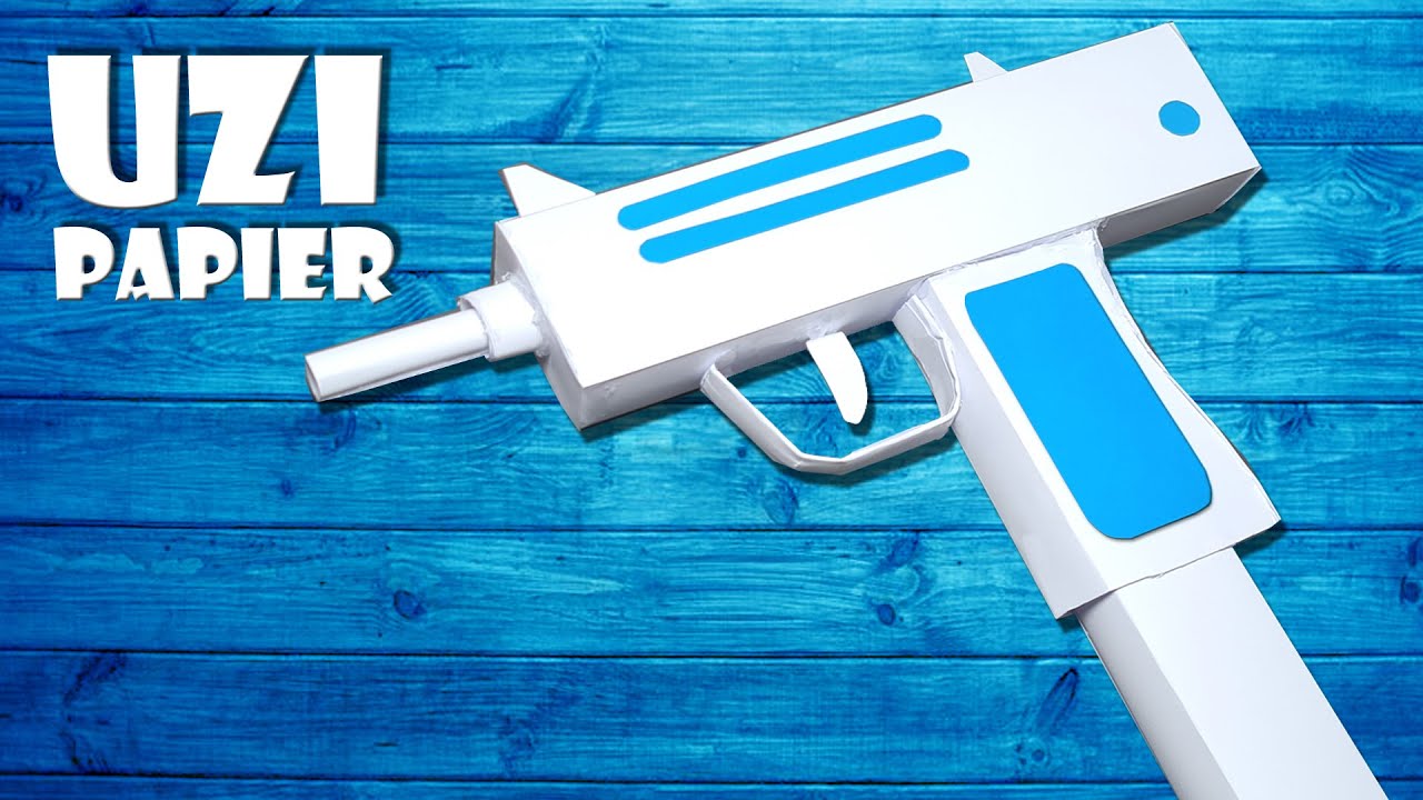 Uzi selber bauen Spielzeug Pistole aus Papier basteln - paper machine gun toy DIY craft [4K]