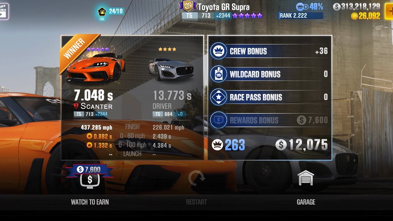 CSR2 - Toyota GR Supra (new) (Elite MAXED) - tune & shift - 7.048