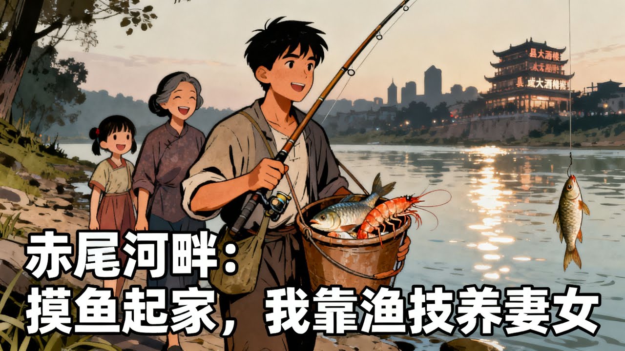 《赤尾河畔：摸魚起家，我靠漁技養妻女》饑荒年一家三口餓得眼發綠，我靠河邊摸魚釣蝦養活妻女，卻意外開啓金手指，把魚獲賣進縣城大酒樓，從此走上致富路。#历史#玄幻#小说