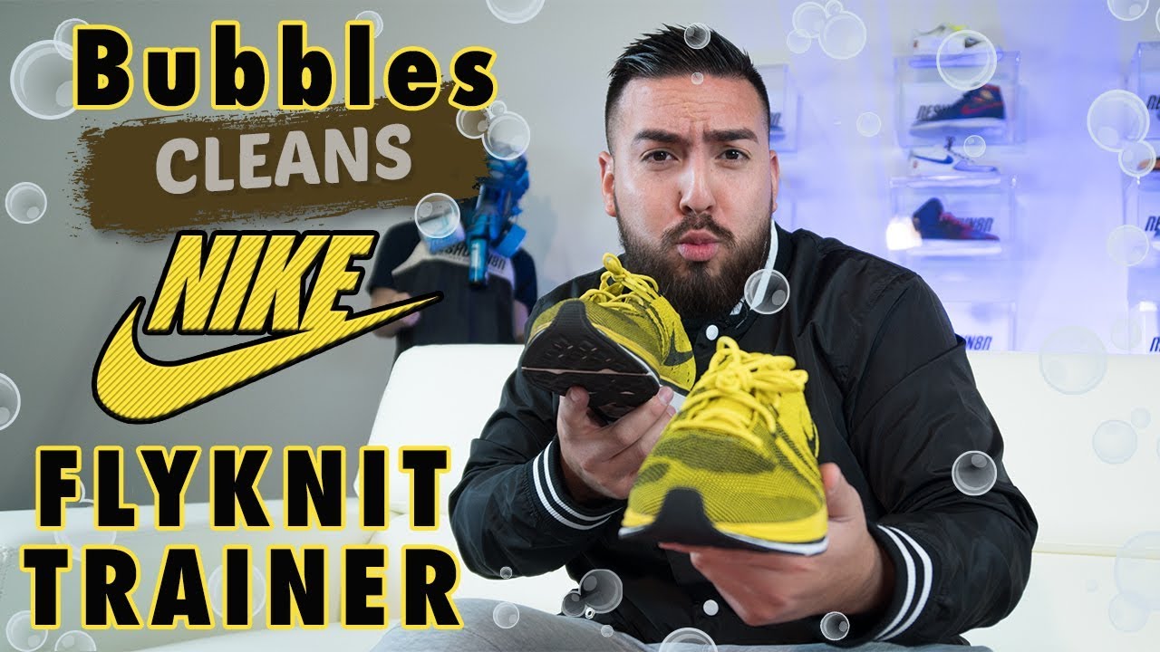 Bubbles clean a pair of Nike Flyknit Trainers