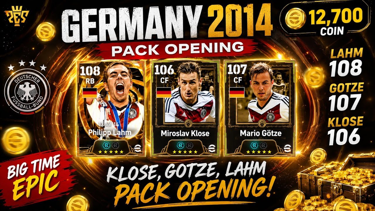 Germany 2014 Pack Opening | efootball | Klose + Gotze + Lahm | 12,700 coin