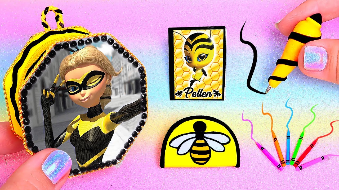 🐝DIY: Miniature Queen Bee MIRACULOUS LADYBUG School Supplies ( Backpack, Notebook) REALLY WORKS🐝