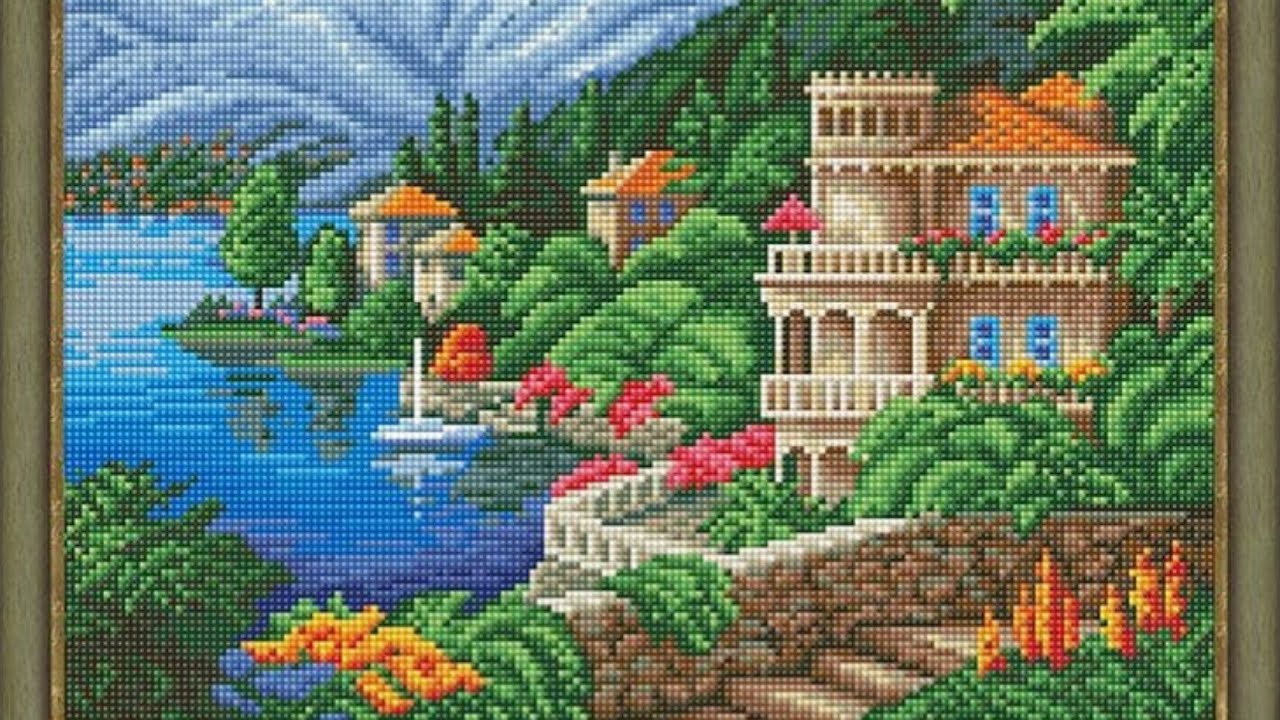 Natural Modern Village's Scenery's Cross Stitch Embroidery Pattern || Ideas Fareeha Creation
