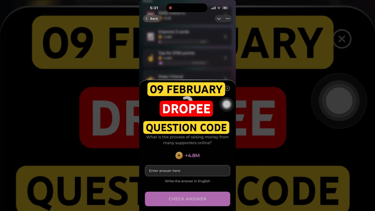 09 February Dropee Season 2 Question of the day | Dropee Question of the day Today