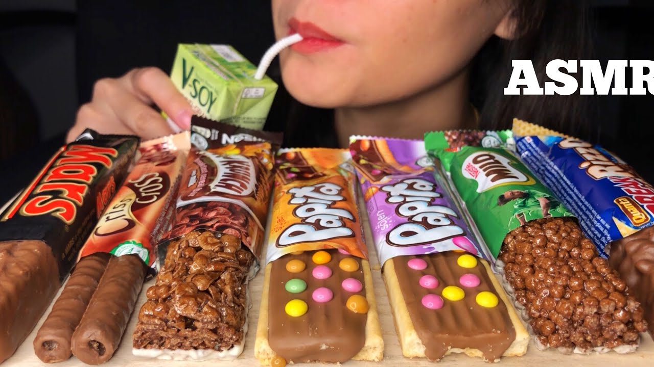 ASMR CHOCOLATE BAR, CEREAL BAR (MARS, MILO, COCOCRUNCH) EATING SOUNDS || MYA ASMR