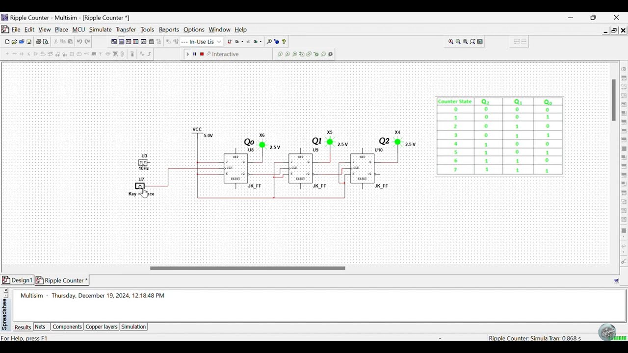 3 Bit up Counter || How to make 3 bit Counter ||  Multisim Simulation || MultiSim || MUET