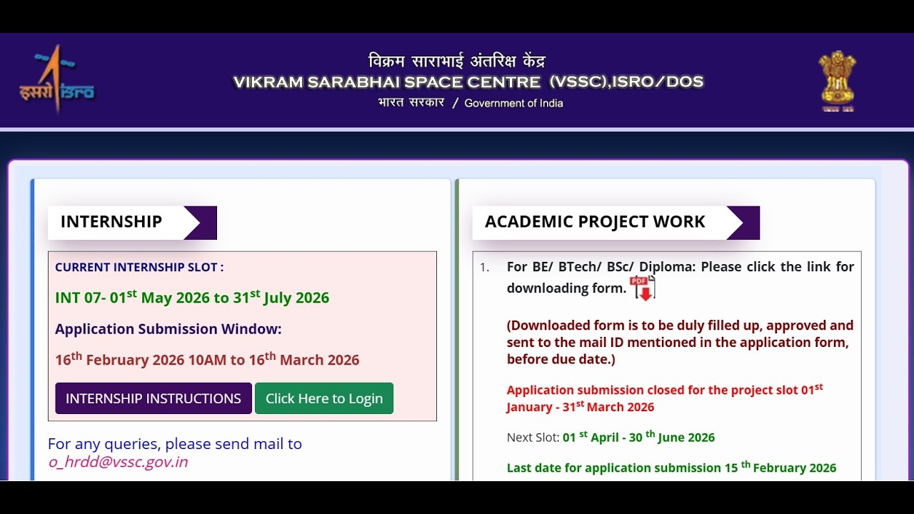 Summer Internships II Vikram Sarabhai space centre II Academic Project Work & Internship @ VSSC