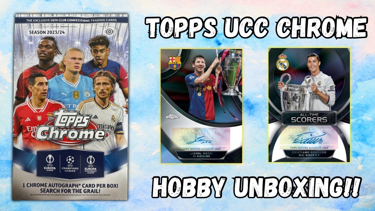 NEW! Topps UCC Chrome 2023/24 hobby box opening! Can we find Messi or Ronaldo?!