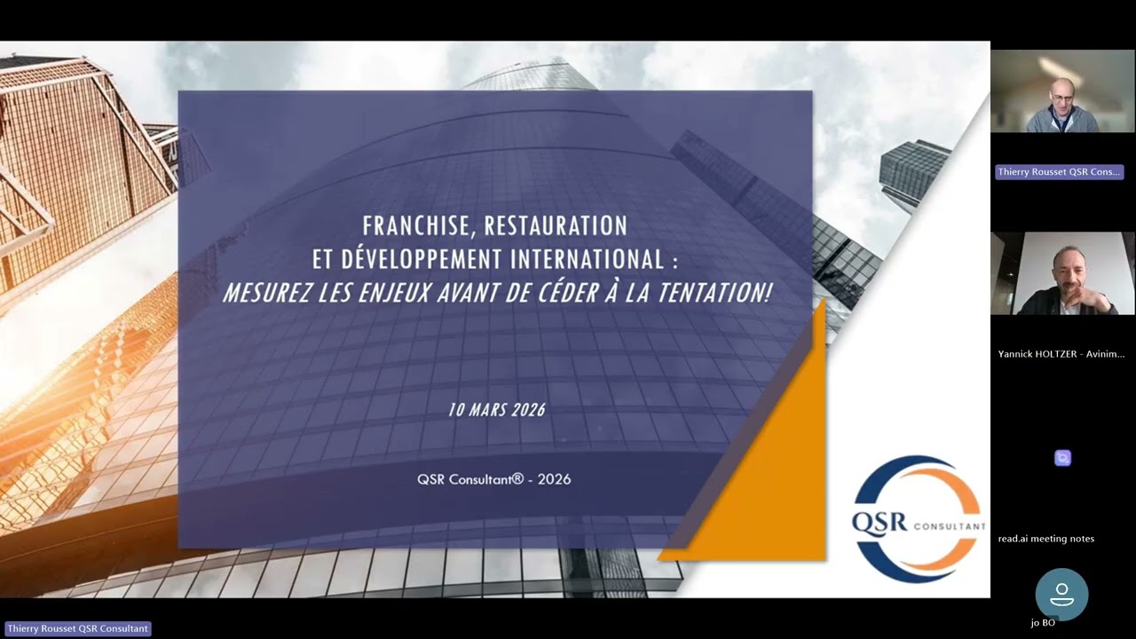 Extrait du Webinaire Franchise, restauration et Développement international : Mesurez les enjeux