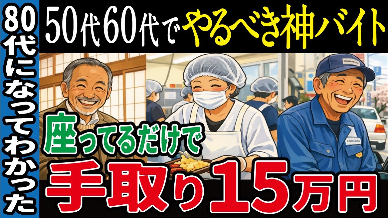 【超楽チン!】本当は隠しておきたいガチで楽な穴場バイト15選！60歳迷ったらコレ！【シニア／老後資金／ゆっくり解説】