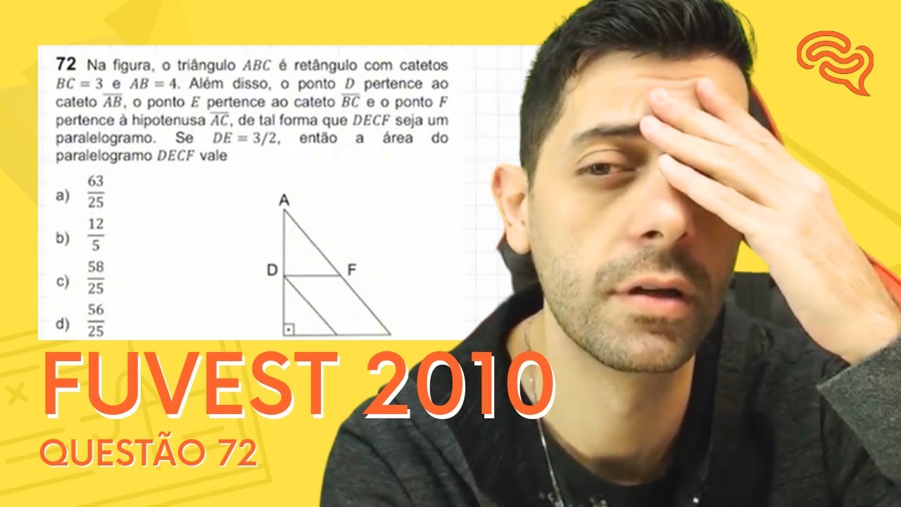 FUVEST 2010 - Q72 - Na figura o triângulo ABC é retângulo com catetos