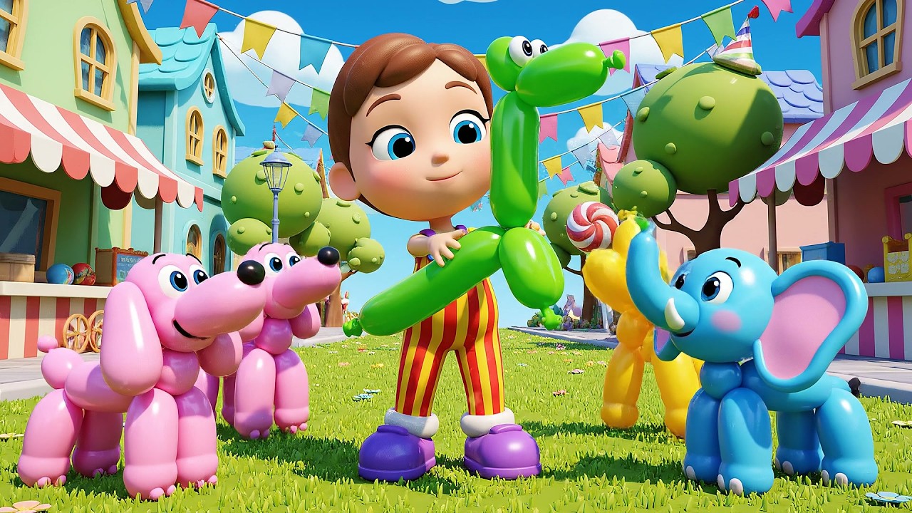 Five Little Balloon Animals Twist Twist Twist | Fun Party Song & Kids Rhymes