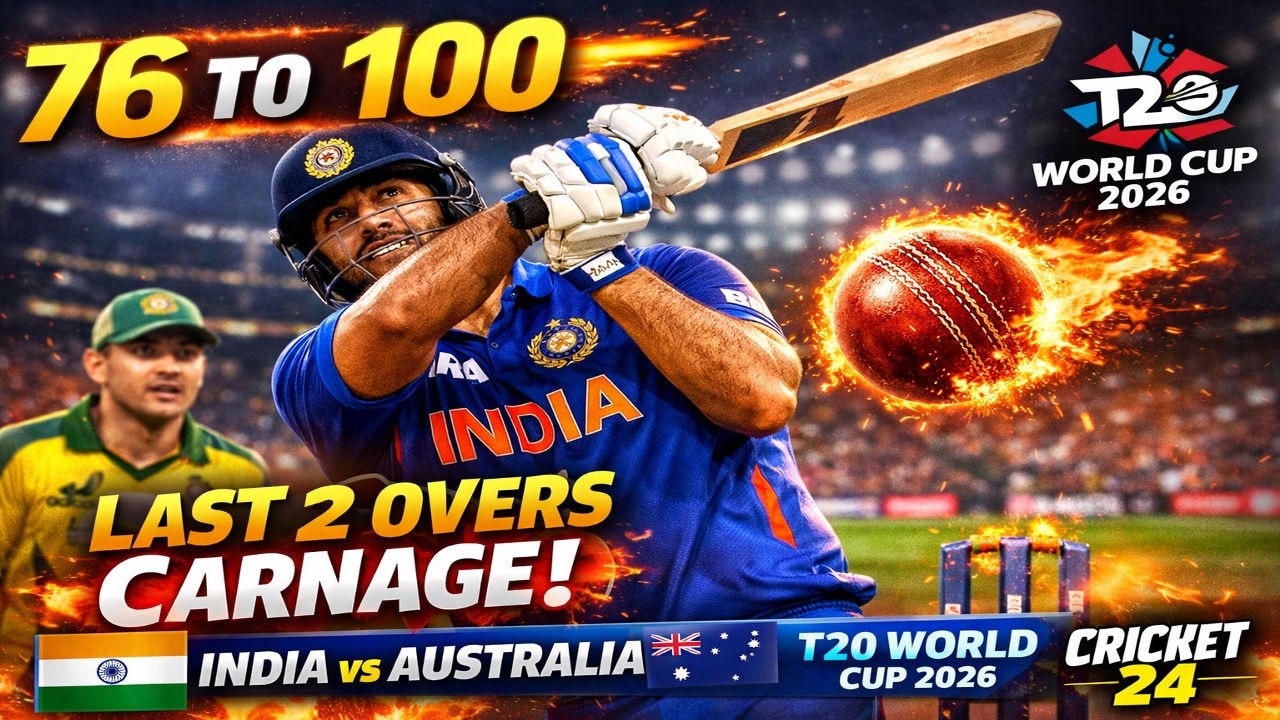 Shivam Dube’s Insane Finish! 🔥 76→100 in Last 2 Overs | Ind vs Aus | T20 WC | Cricket 24 Highlights