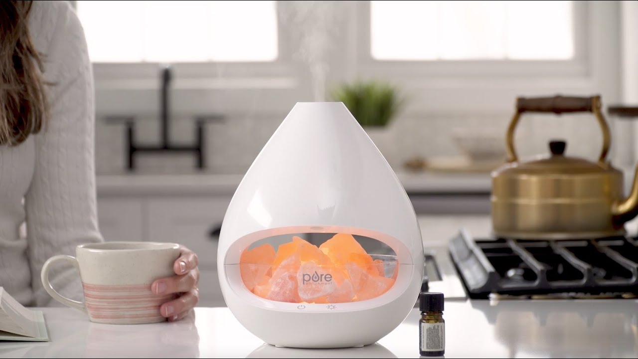 PureGlow&trade;️ Crystal Himalayan Salt Rock Lamp & Ultrasonic Oil Diffuser | Pure Enrichment&reg;