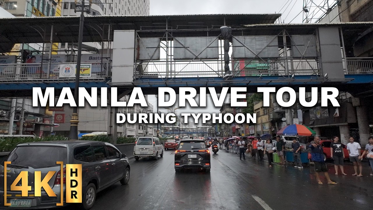 A Gloomy Rush-Hour Traffic in MANILA During Typhoon Inday (Bavi) | Driving Tour | Philippines