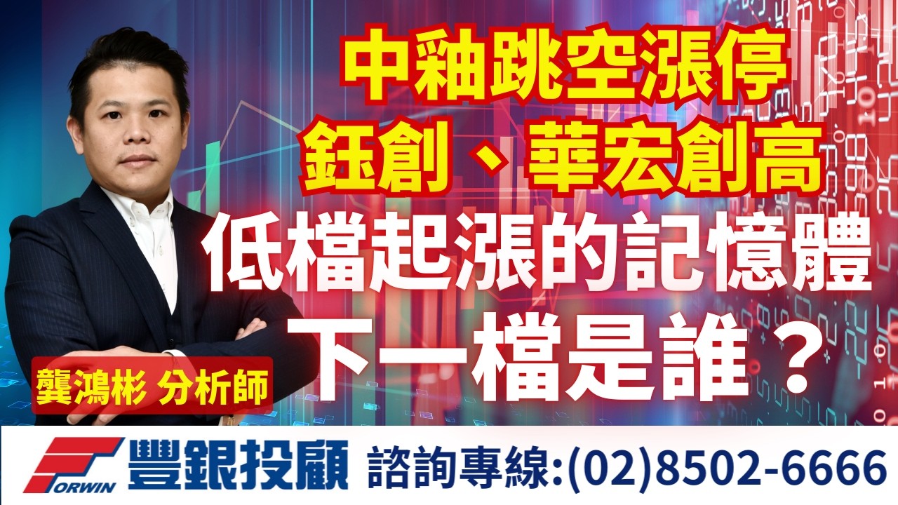 20260319 龔鴻彬分析師｜中釉跳空漲停 鈺創、華宏創高 低檔起漲的記憶體 下一檔是誰？｜ 台積電、中釉 、鈺創、東鹼、華宏、宏齊