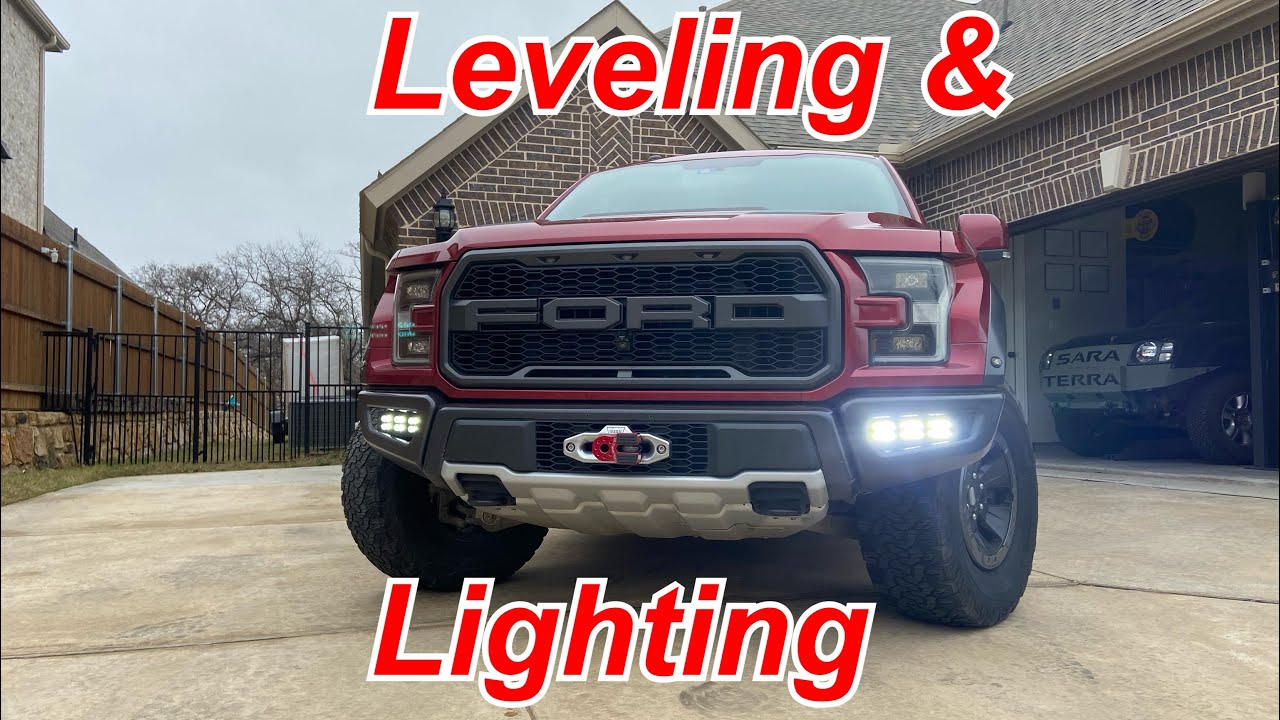These should be standard! 2nd gen Raptor Rough Country bumper lights and RPG leveling kit install