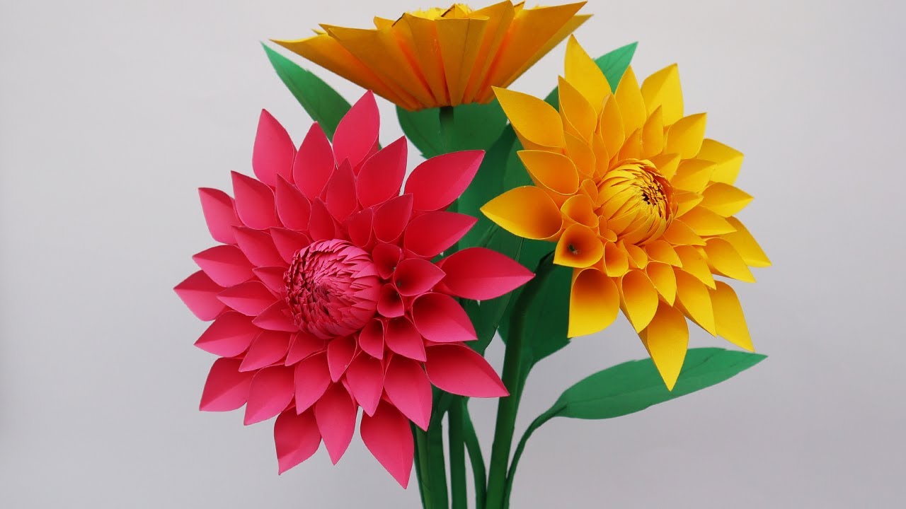 Beautiful Paper Flower Making | Paper Flowers Easy Tutorial | Home Decor | Paper Craft