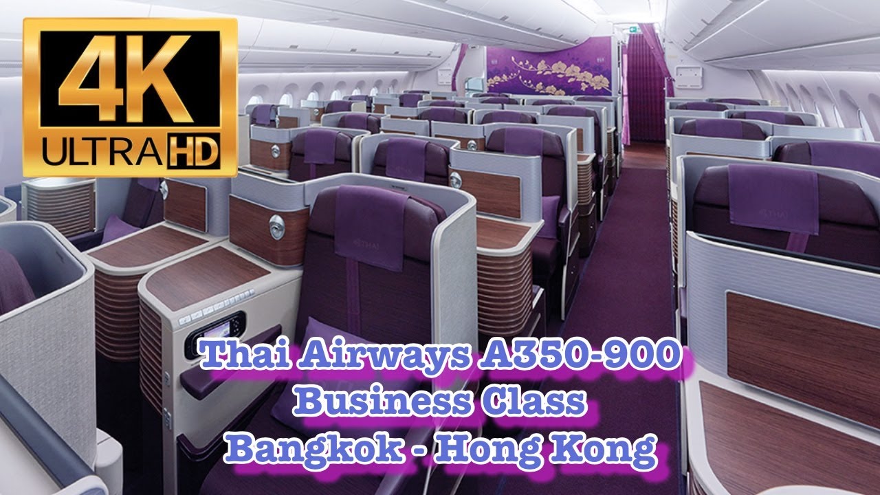 [4K] Thai Airways TG638 Bangkok - Hong Kong A350-900 (359) | Royal Silk Business Class flight review