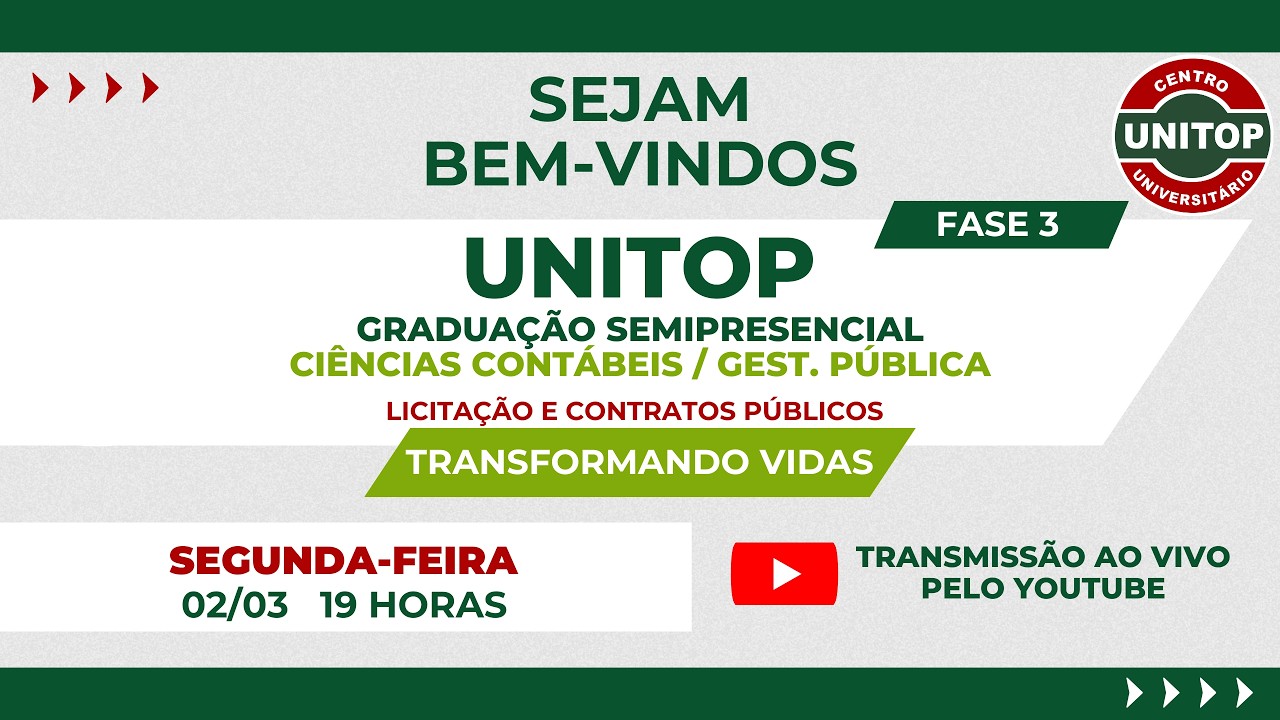Licitação e contratos públicos-Aula 1|Fase1|Sala 2|UNITOP Graduação Semipresencial