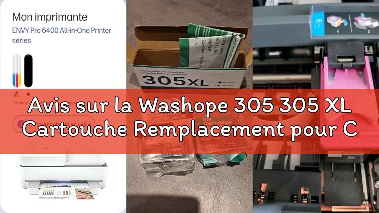 Avis sur la Washope 305 305 XL Cartouche Remplacement pour Cartouche HP 305 XL Noir et Couleur Compa