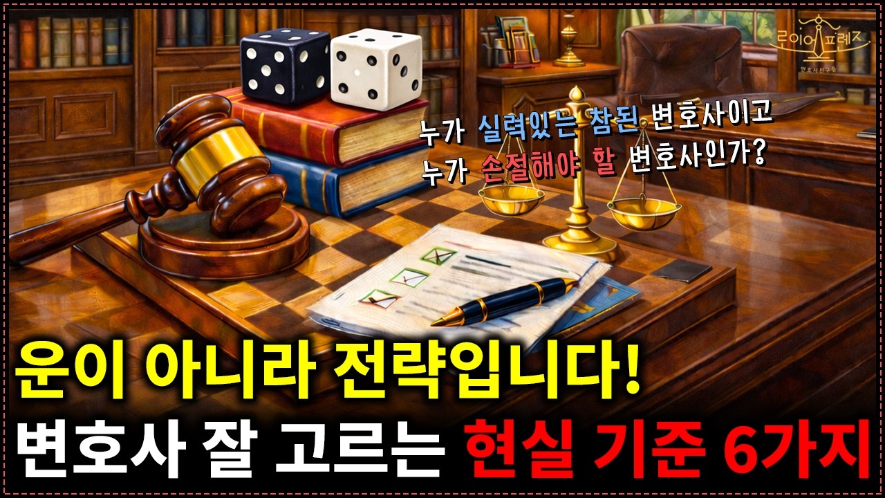 운에 맡기지 마세요. 좋은 변호사 고르는 현실 기준 6가지(2026년 최신 ver.)