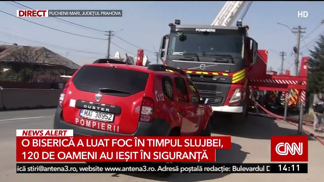 O biserică a luat foc în timpul slujbei, 120 de oameni au ieșit în siguranță