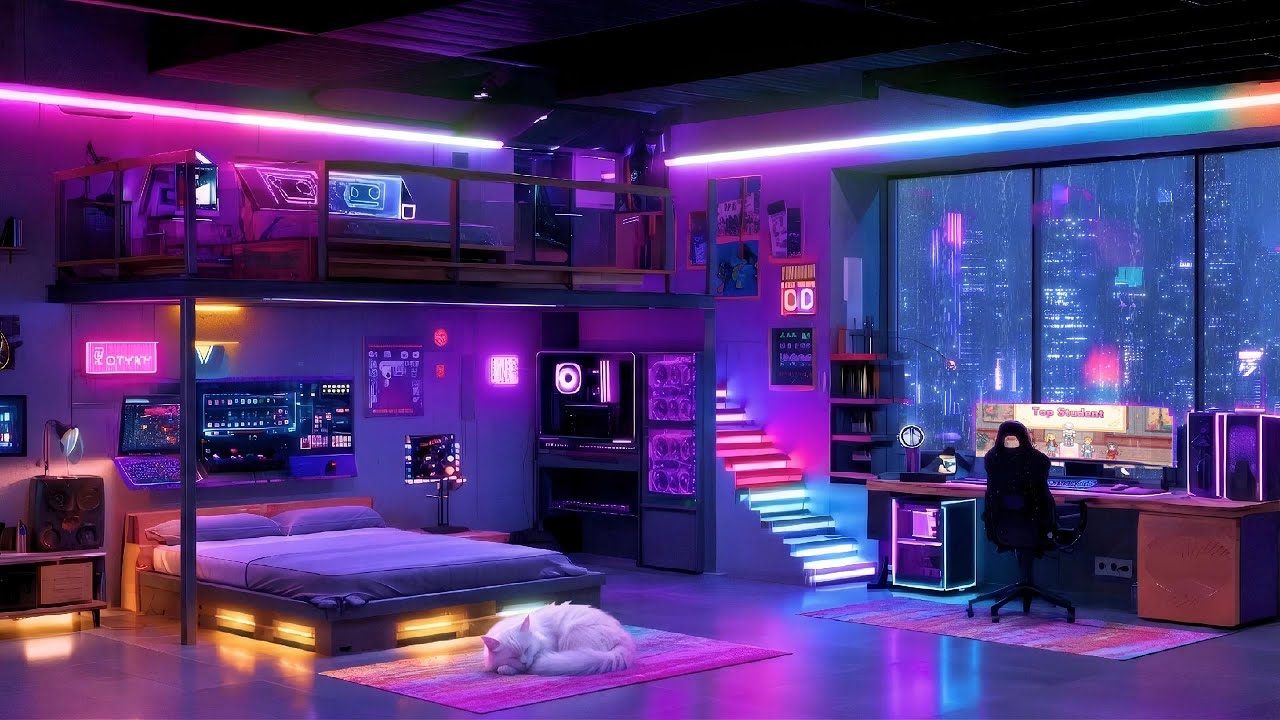 Cyberpunk Night Lofi | Rain and Lo-fi Relaxation 🎧 Lofi Hip Hop Music