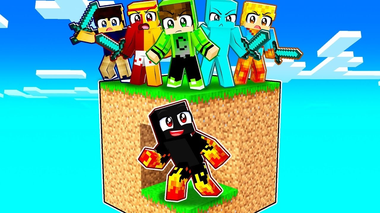 CAÇADOR YOUTUBERS vs FUGITIVO em UMA SÓ CHUNK no MINECRAFT