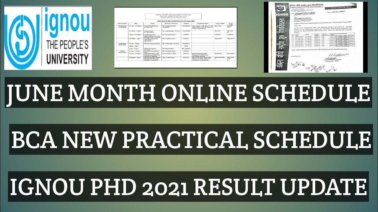 IGNOU JUNE 2022 MONTH ONLINE SCHEDULE NEW PRACTICAL SCHEDULE