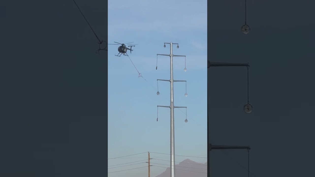 Dangerous Aerial Power Line Pull - MD530 Hughes 500/369 N67FF Arizona #helicopter #aviation #Shorts